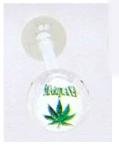 14 GAUGE BAD WORD" MARIJUANA " WITH GREEN POT LEAF CLEAR FLEXI TONGUE RING BARBELL BODY JEWLERY