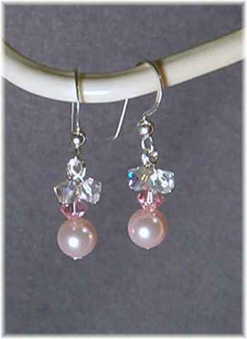 Pink Innocence - Swarovski Crystal Pearls Pink Earrings