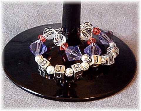 Personalized Wedding Wine Charms - Swarovski Crystals & Sterling Silver