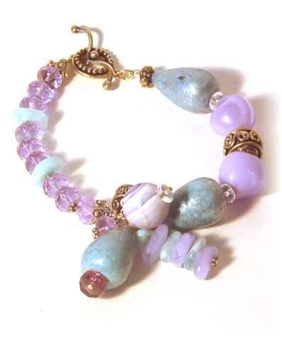 Vintage Redux Turquoise & Lavender Asymmetrical Bracelet