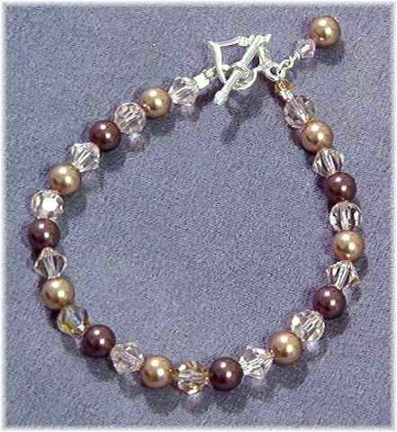 Swarovski Pearl & Crystal Bracelet - Champagne Taupe