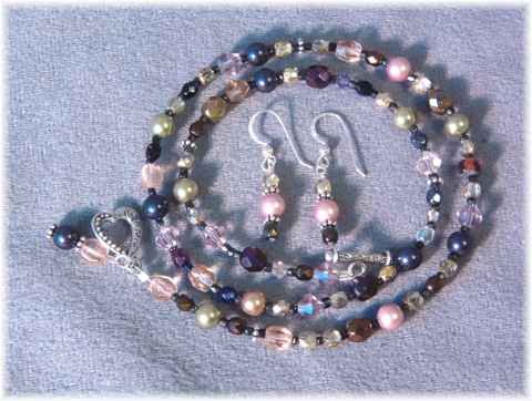 Collage Necklace - Swarovski Crystals & Crystal Pearls, Czech Glass, Sterling Silver - Neutrals