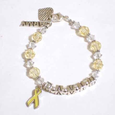 Military Spouse Bracelet with Yellow Ribbon & Patriotic Charms