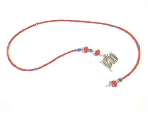 Patriotic Beaded Bookmark - Red White & Blue