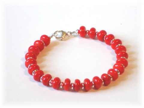 Coral & Sterling Silver Bracelet or Anklet