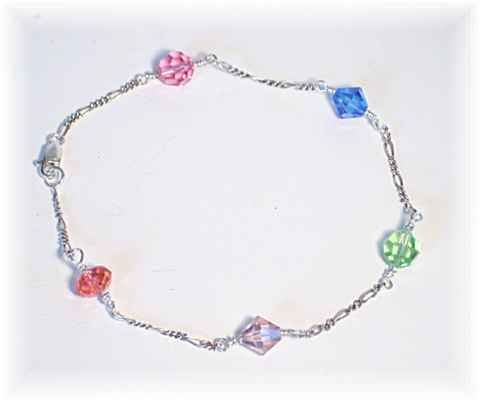 Swarovski Crystal and Sterling Silver Ankle Bracelet