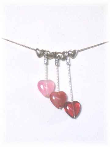 Dangling Hearts and Sterling Silver Necklace