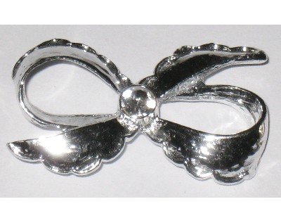 Silver tone Bow Pin, Signed Gerry's, Rhinestone Center