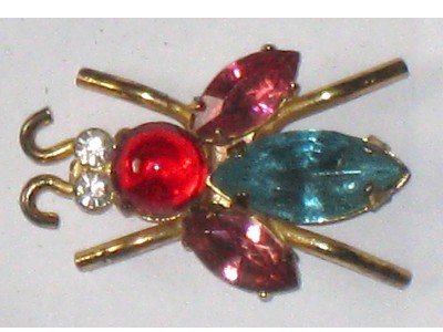Vintage Coro Rhinestone Fly Pin, Sterling, Signed Designer, Insect