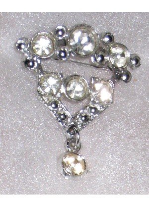 Vintage Signed AJC Rhinestone Pin, Dangle, Articulated Brooch