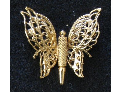 Monet Signed Filigree Butterfly Pin, Gold tone Layers