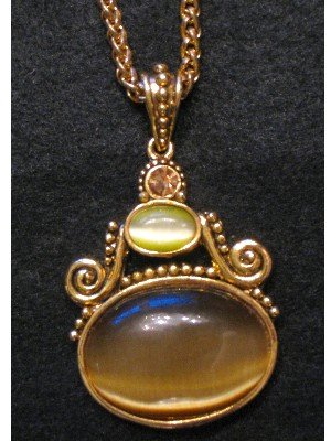 Tiger Eye Avenue Necklace, Green Stones, Gold-tone