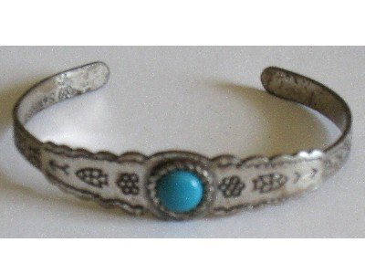 Vintage Sanford Silver-tone Bracelet, Indian-motif