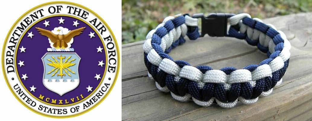 7 Inch Silver & Blue (USAF) Paracord Bracelet