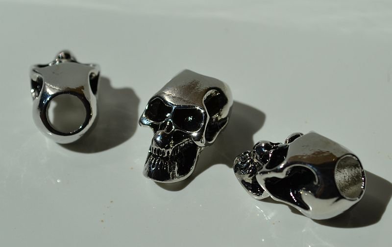 10 - Metal Alloy Skull Beads For Paracord Lanyards & Bracelets