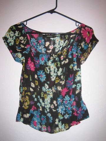 Express sheer floral top - S