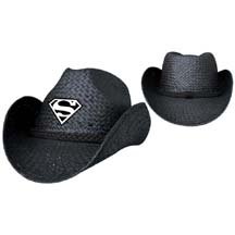 Superman Black Raffia Straw Cowboy Hat