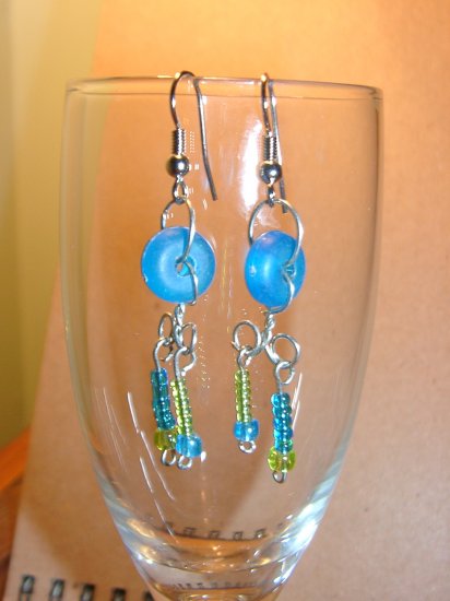 Blue and Green Loopy Earrings