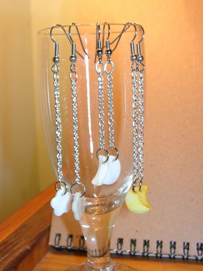 Dangling Moon/Flower Earrings