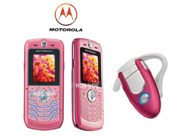 Motorola L6 Pink SLVR + Bluetooth headset