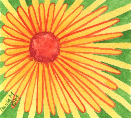 Set of two daisy watercolor original paintings Paula M