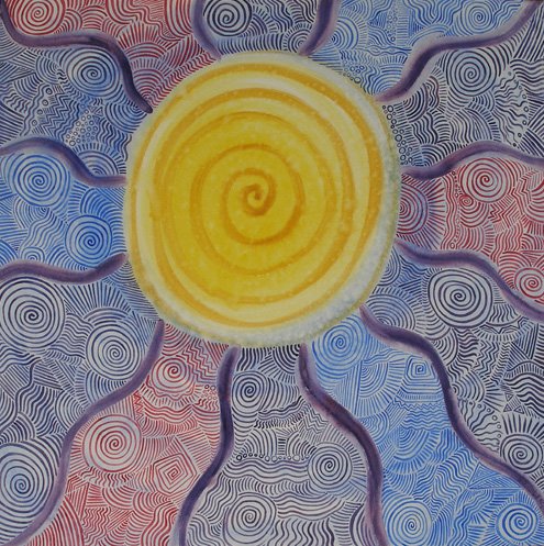 Sun Spiral Series abstract matted print watercolor art Paula M