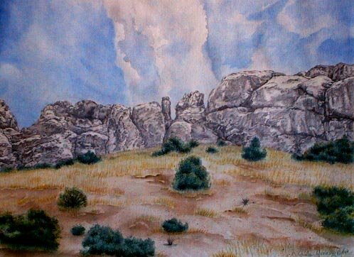 La Cueva Limited print southwest landscape watercolor art Paula M