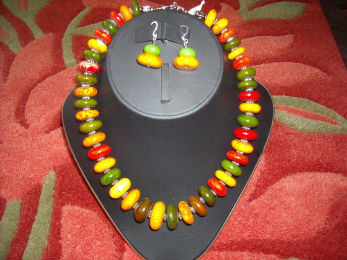Malachite and unakite neckalce