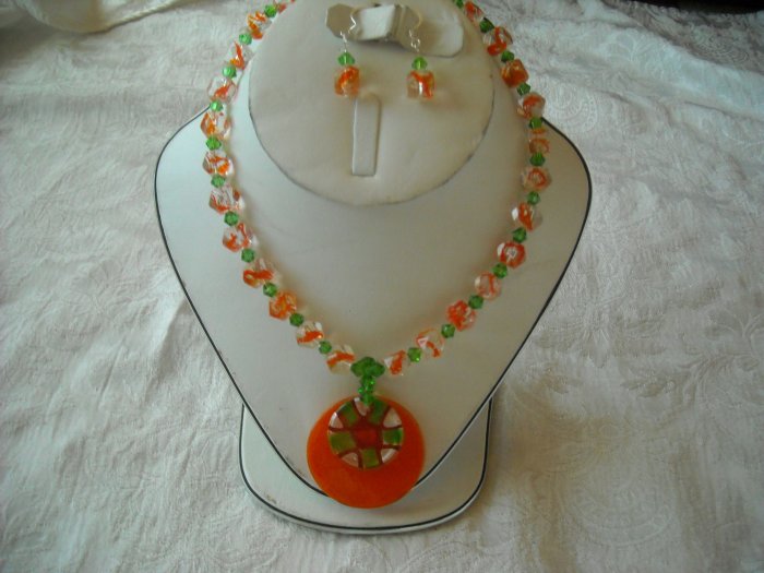 Orange and Green crystal necklace.