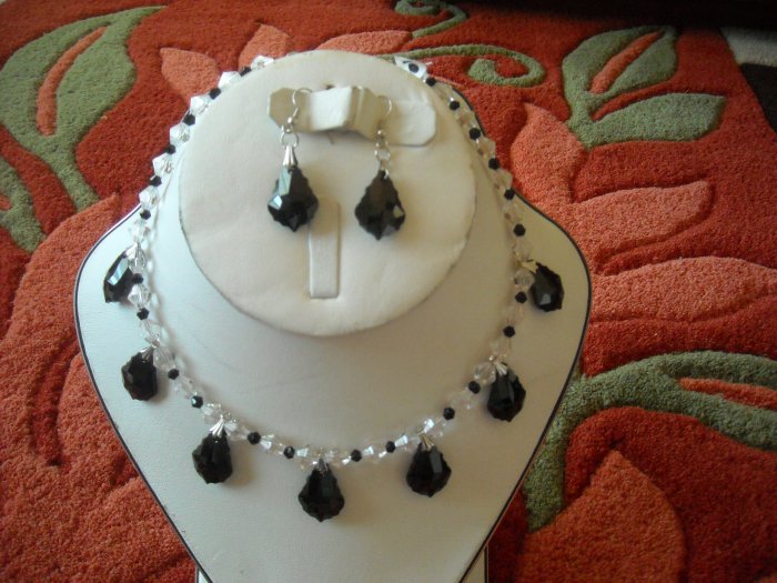 Black and clear Swarovski crystals necklace