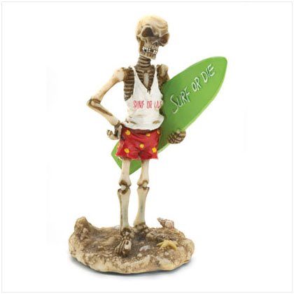 Surfer Skeleton Figurine