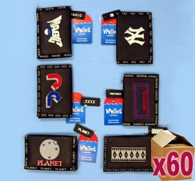 60 x Assorted Sports Wallets with Embroidery