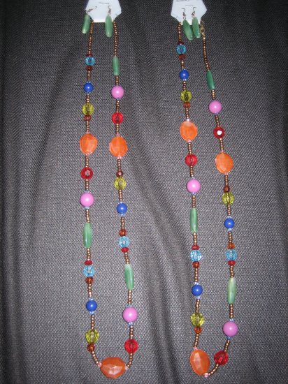 BEAD NECKLACE & EARRINGS