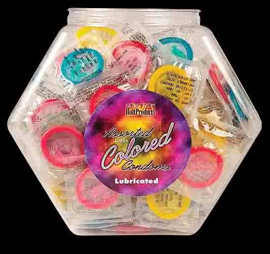 Latex Colored Condoms 144PC Bowl