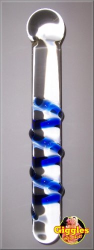 Twisty Wand - Blue Pyrex Glass Dildo