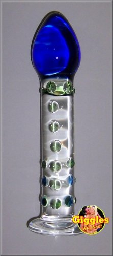 Nubby Chubby Head - Blue/Green Pyrex Glass Dildo