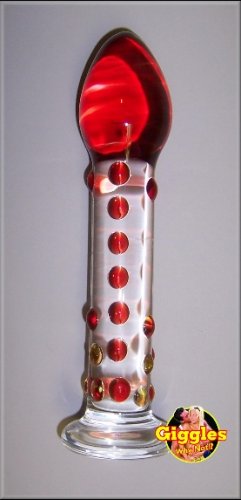 Nubby Chubby Head - Red/Amber Pyrex Glass Dildo