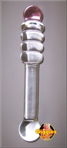 Color Tip Ripple Wand - Pink Pyrex Glass Dildo