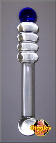 Color Tip Ripple Wand - Blue Pyrex Glass Dildo