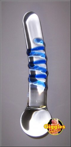 Contour Glass - Blue Pyrex Glass Dildo
