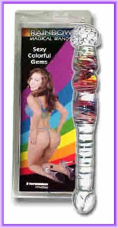 Rainbow Magical Wands 9" Glass Dildo