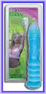 Glow Daddy Ribbed 8" Liquid Filled Glass Dildo