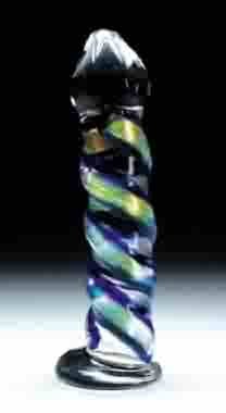 Dichroic Wrapped G-Spot Shaft Glass Dildo