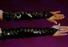Patent Fingerless Lace-Up Gloves