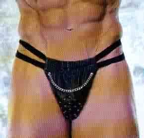 Leather and Chain Studded G-String