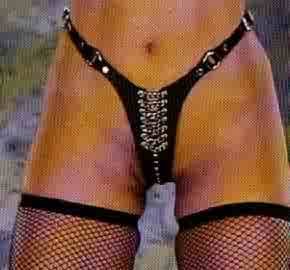 Leather Stripe Chain G-String