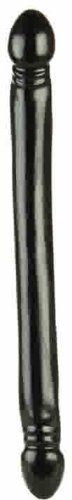 Smooth DBL Header Black 18" Double Head Dildo