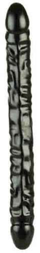 Thick Veined Double Header 18" Black Double Head Dildo