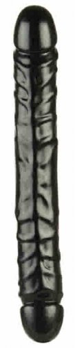 JR. Veined DBL Header - Black 12" Double Head Dildo
