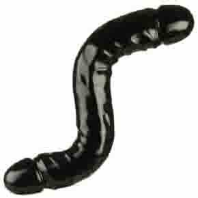 JR. Veined DBL Header - Bender, Black 12" Double Head Dildo